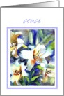 scusi white lilies painting card