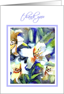 thank you white lilies painting card