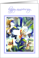 happy anniversary white lilies painting card