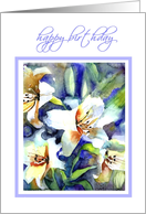 happy birthday white lilies painting card