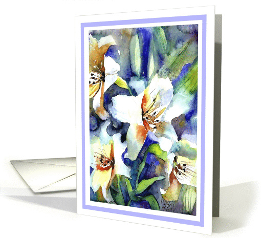 birthday white lilies painting card (277552)