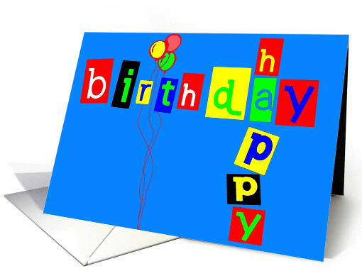 happy birthday letters blue card (277778)
