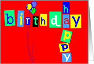 happy birthday letters red card