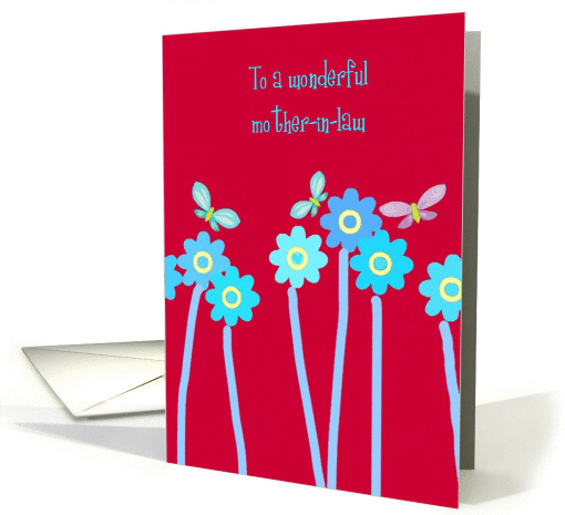wonderful mother in law butterflies & flowers card (281981)
