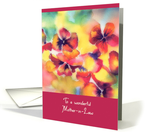 To a Wonderful Mother in Law on Mother in Law Day Pansies card