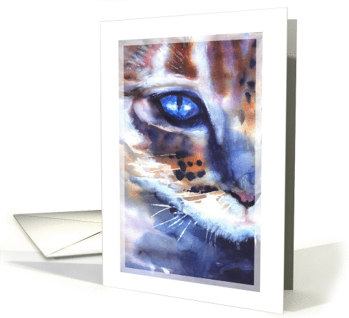 blank watercolor cat blue eye card (282399)