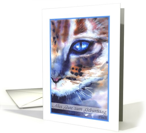 alles gute zum geburtstag watercolor cat blue eye card (284232)