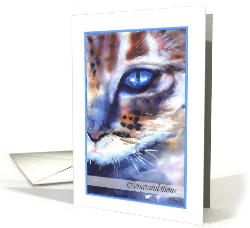 congratulations  watercolor cat blue eye card (284508)