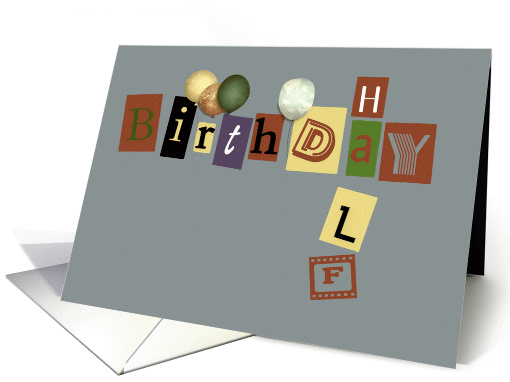 half birthday, brown and grey card (284804)