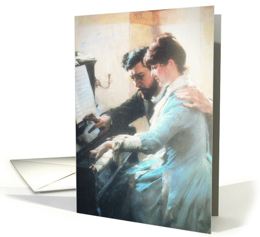 At the piano, Oil Painting, Couple card (285744)