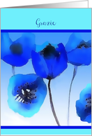 grazie, Italian thank you, poppy blue card