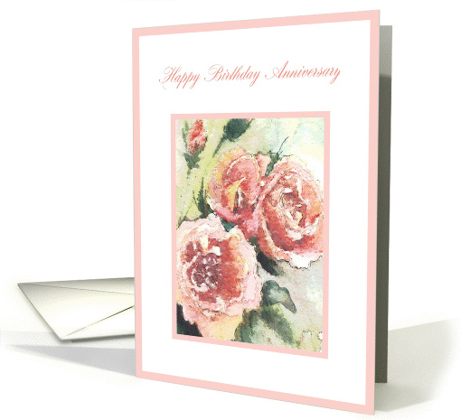 birthday anniversary pink roses card (287027)