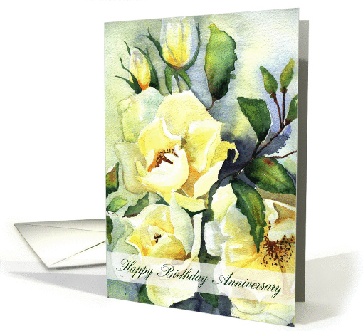 birthday anniversary white roses card (287031)