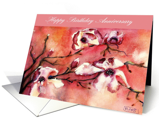 birthday anniversary white magnolia card (287033)