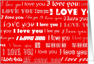 i love you white on red card