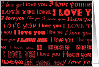 i love you red on black card