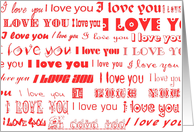 i love you red on white card