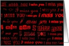 i miss you red on black card