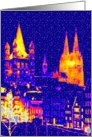 blue and orange cathedral card