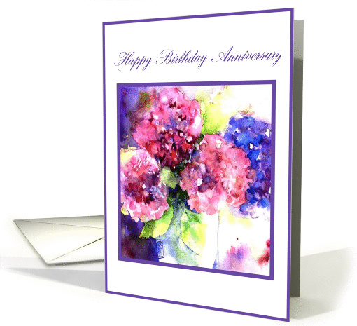 hydrangea happy birthday anniversary card (289076)