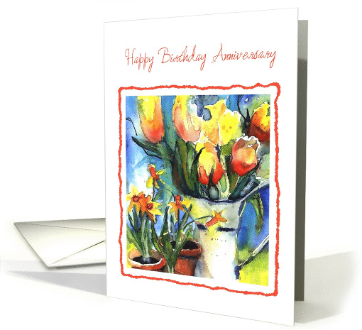 tulips happy birthday anniversary card (289090)