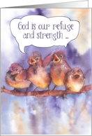 Psalm 46:1, Christian encouragement card, sparrows card