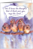 Jeremiah 29:11, Hope, Christian encouragement, cute sparrows card