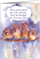 Christian encouragement card, Isaiah 41:10, cute sparrows card