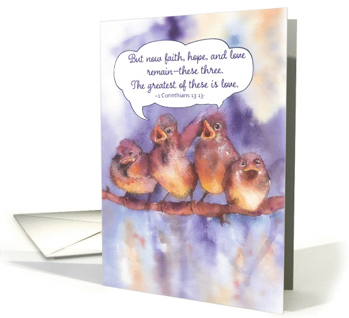 Faith, hope, love, Christian Scripture Card, sparrows &... (290773)