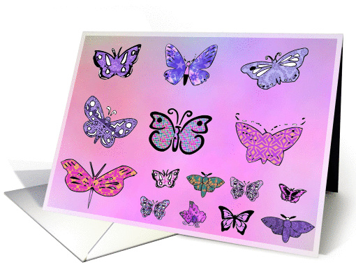pink butterflies card (296026)