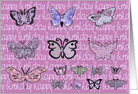 pink butterflies happy birthday card