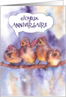 joyeux anniversaire, happy birthday in French, moineaux card