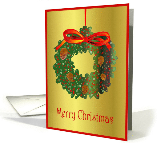 wreath gold red green card (296479)