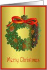 wreath gold red green card