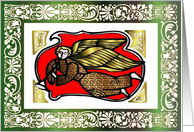 Vintage Angel, gold red green card