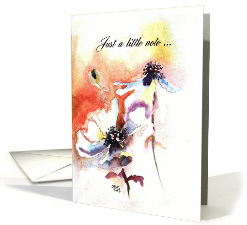 I'm thinking of you, Bereavement, Anemone, Watercolor Painting card