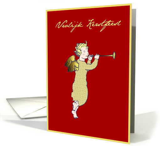 gelukkig kerstfeest rood engel card (299521)