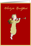 gelukkig kerstfeest rood engel card
