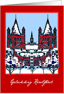 gelukkig kerstfeest rood kerk card