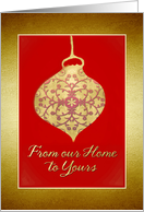 From our Home to Yours, Merry Christmas, Vintage Bauble in Faux-Gold card