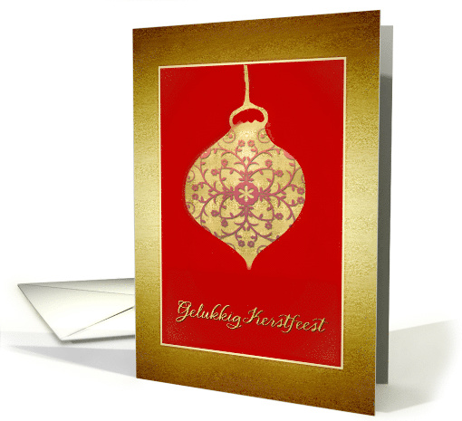 Gelukkig Kerstfeest, Merry Christmas in Dutch, Faux Gold Effect card