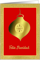 Feliz Navidad, Merry Christmas in Spanish, Glass Ornament card