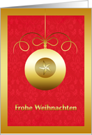 frohe Weihnachten, merry Christmas in German, glass ornament card