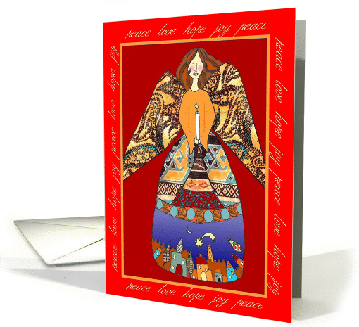 angel with candle peace hope love card (301170)