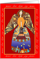 angel with candle peace hope love card