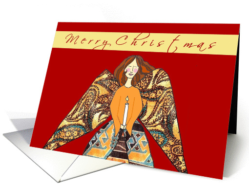 angel with candle merry christmas card (301176)