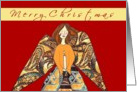 angel with candle merry christmas card