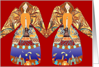 two angels with candle card