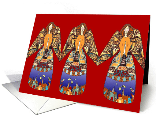 three angels with candle card (301184)