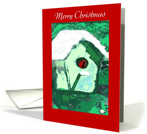 merry christmas birdhouse new home card (303525)